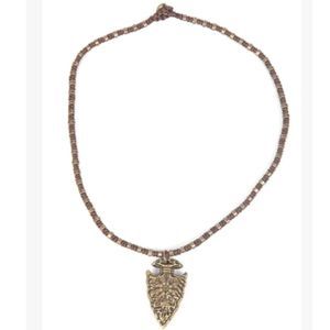Paparazzi GET YOUR ARROWHEAD IN THE GAME Brass-tone Unisex Necklace